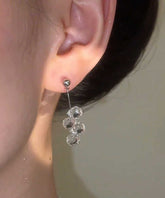 Fine Silk Copper Crystal Ball Tassel Drop Earrings